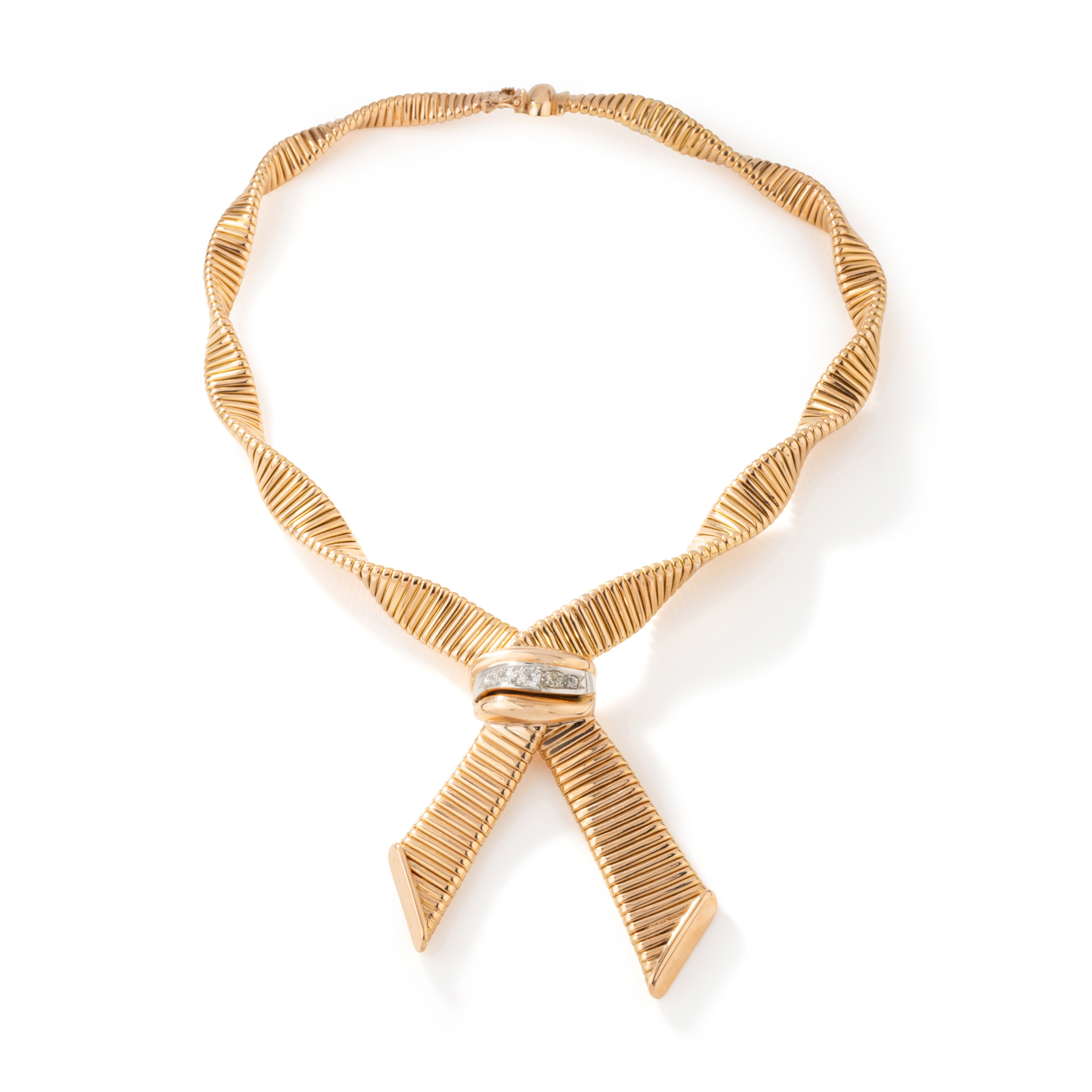 Collier Tubogas Négligé Or et Diamants circa 1950