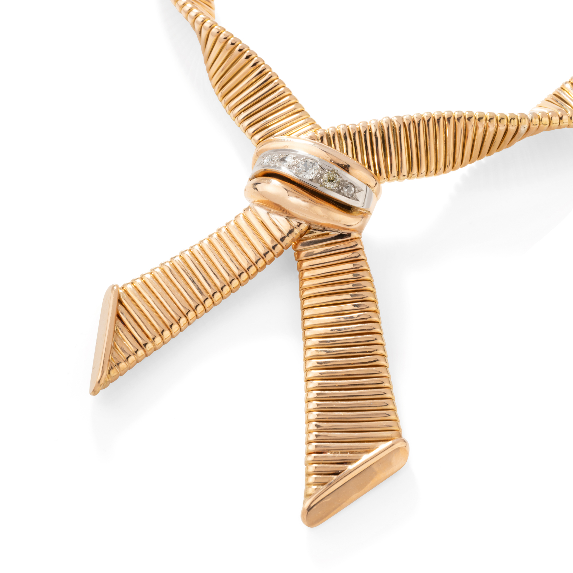 Collier Tubogas Négligé Or et Diamants circa 1950 – Image 3