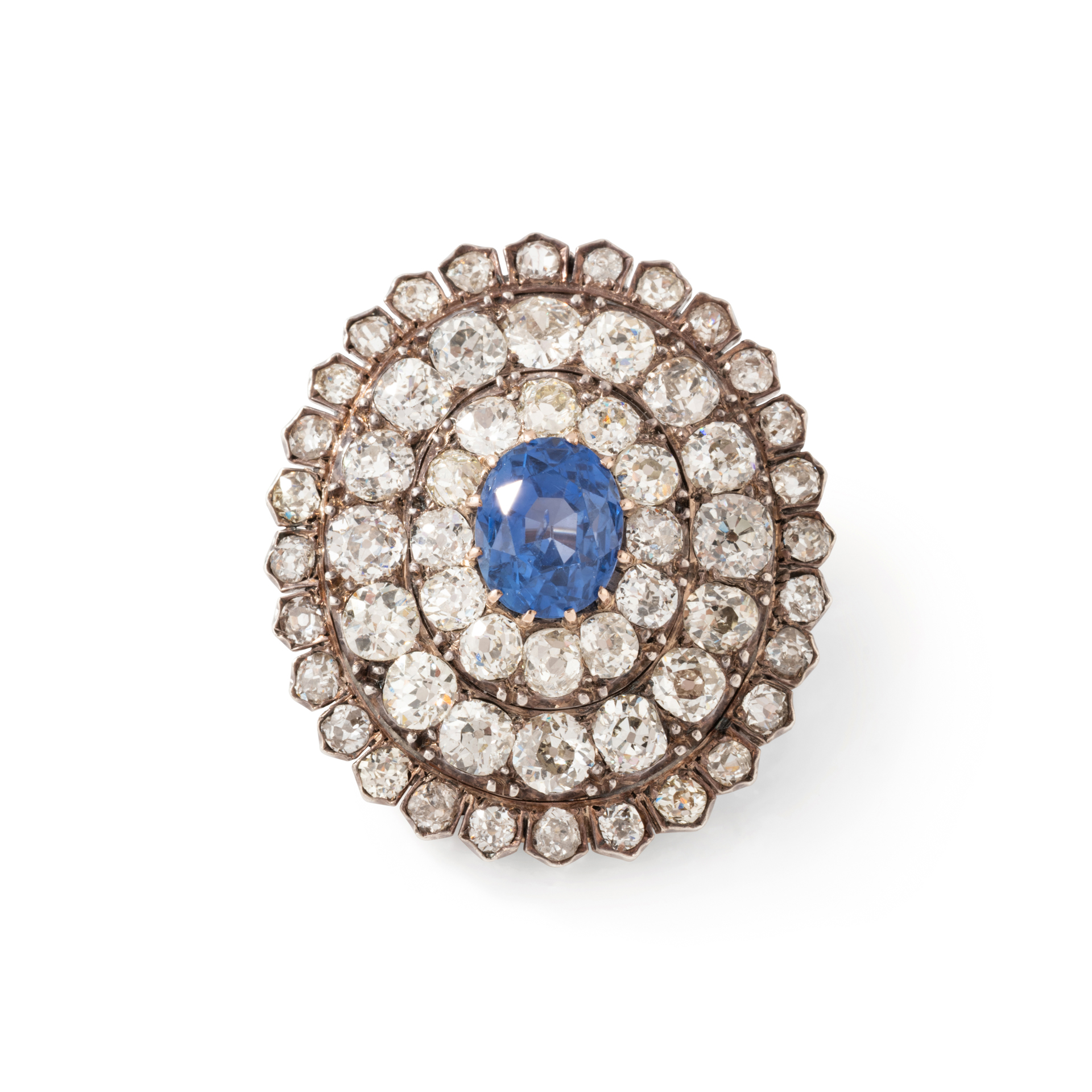 Broche Diamants et Saphir Début XXème Siècle