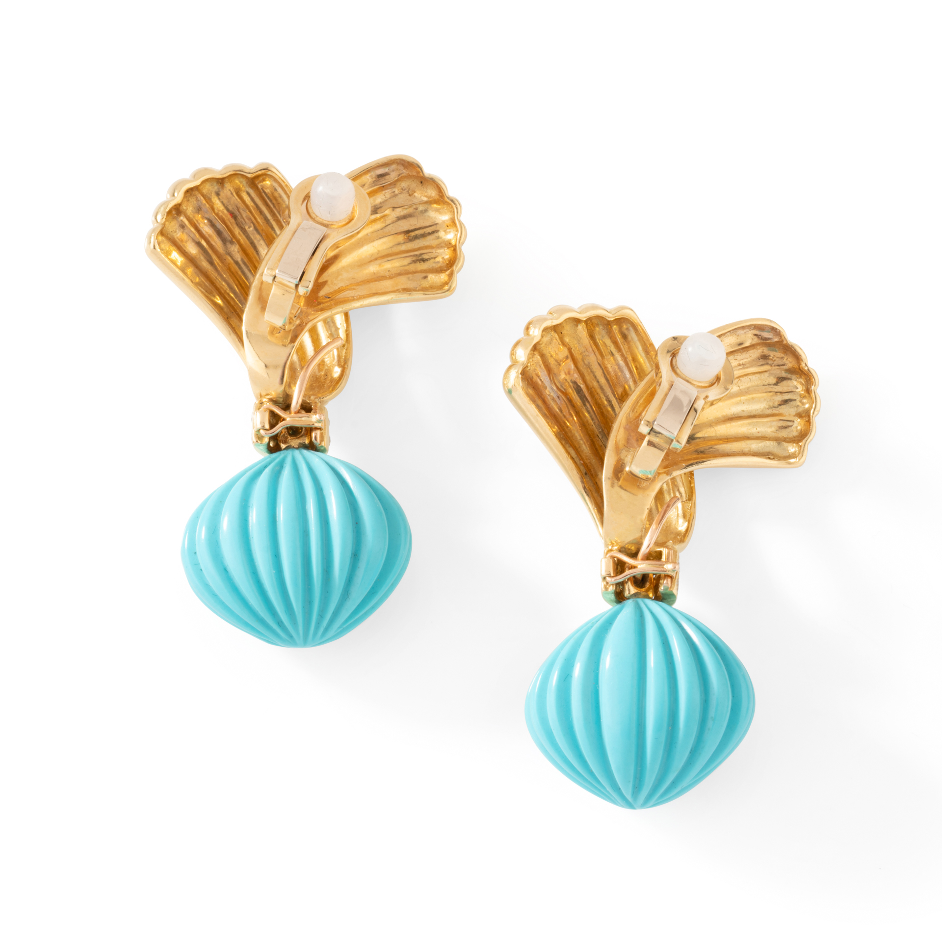 Clips d'oreilles Or Diamants et Turquoise – Image 4