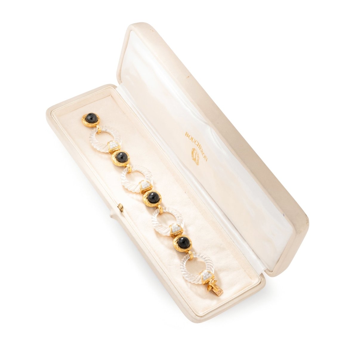 Collier transformable Maison BOUCHERON en or jaune, onyx, cristal de roche et diamants – Image 11