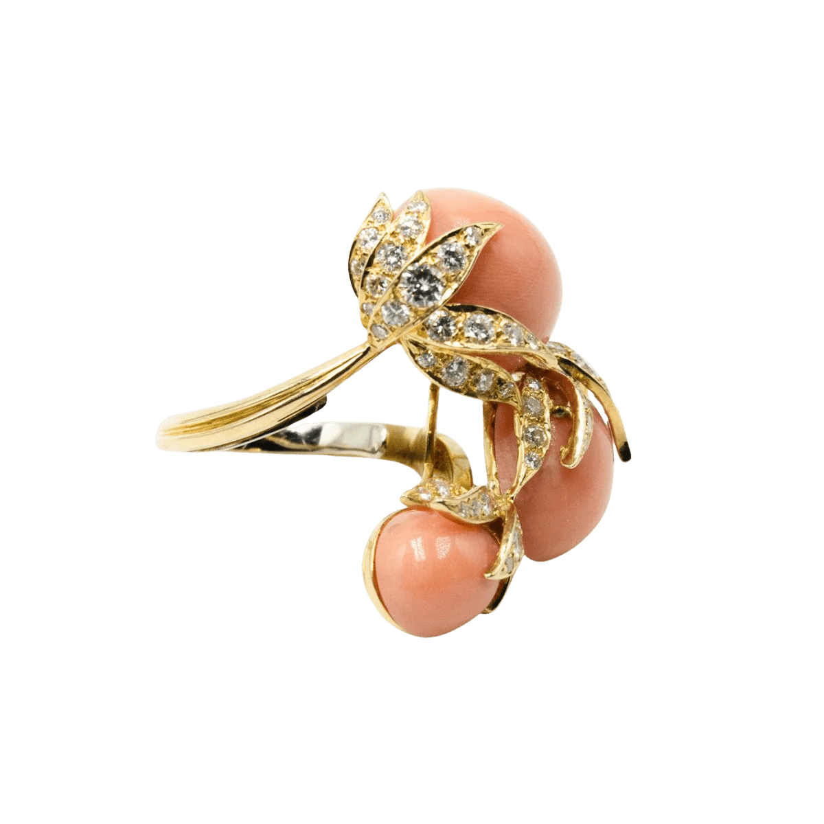 Bague FRED en or jaune, corail et diamants. Prix sur Demande – Image 3