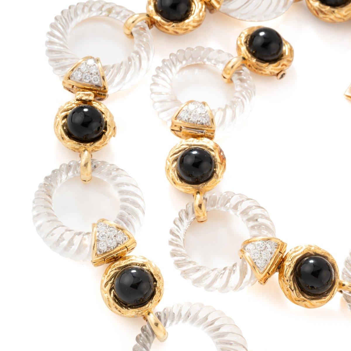 Collier transformable Maison BOUCHERON en or jaune, onyx, cristal de roche et diamants – Image 3