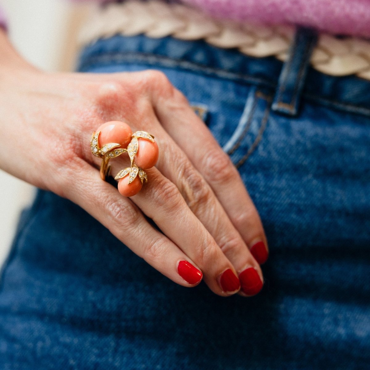 Bague FRED en or jaune, corail et diamants. Prix sur Demande – Image 10