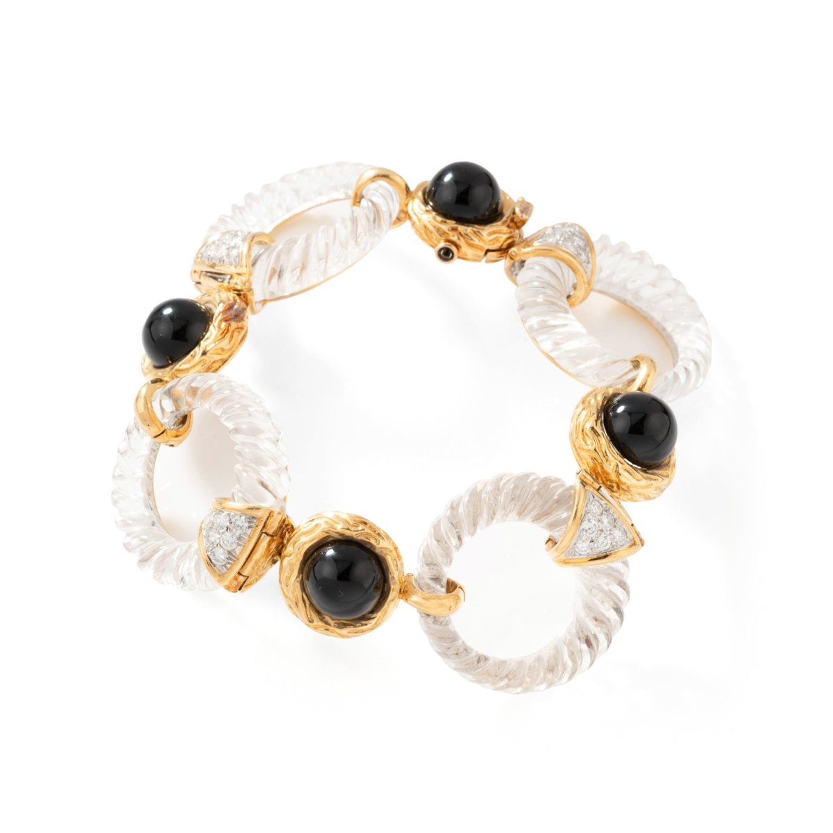 Collier transformable Maison BOUCHERON en or jaune, onyx, cristal de roche et diamants – Image 7