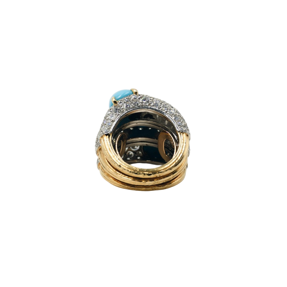 Bague CARTIER en or jaune, platine, turquoises et diamants Prix sur Demande – Image 5