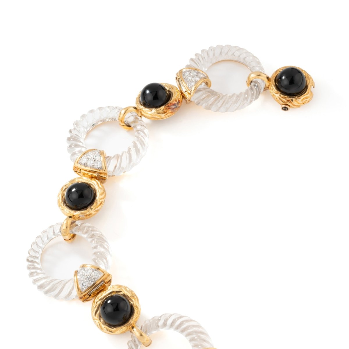 Collier transformable Maison BOUCHERON en or jaune, onyx, cristal de roche et diamants – Image 6
