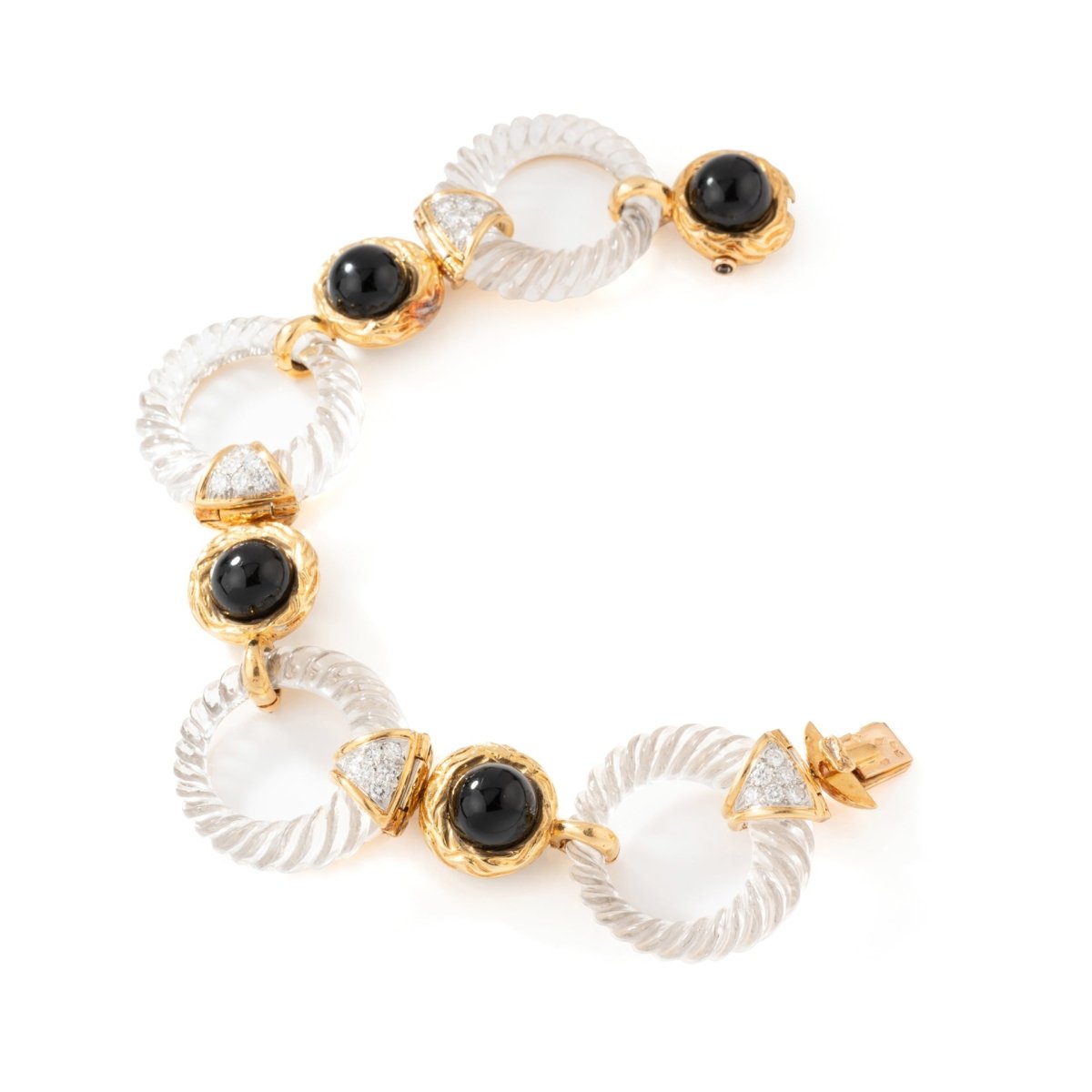 Collier transformable Maison BOUCHERON en or jaune, onyx, cristal de roche et diamants – Image 5