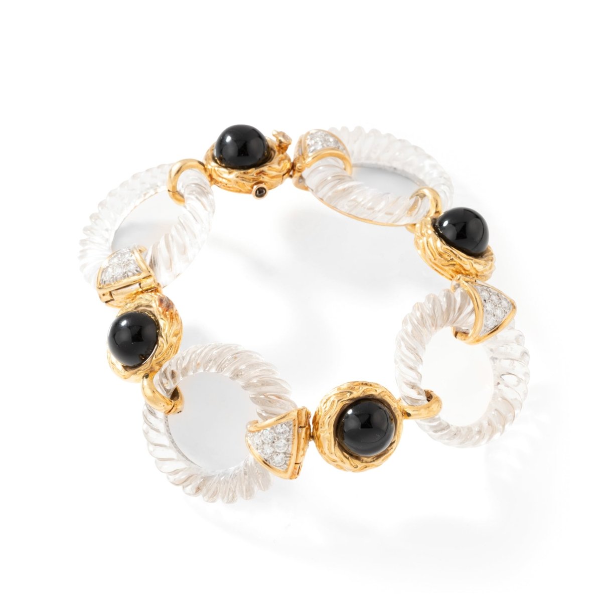 Collier transformable Maison BOUCHERON en or jaune, onyx, cristal de roche et diamants – Image 8