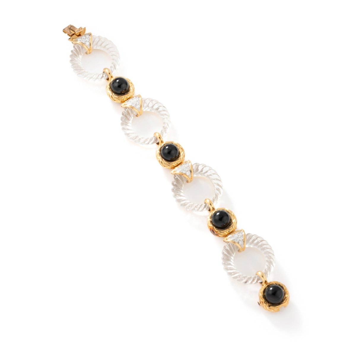 Collier transformable Maison BOUCHERON en or jaune, onyx, cristal de roche et diamants – Image 4